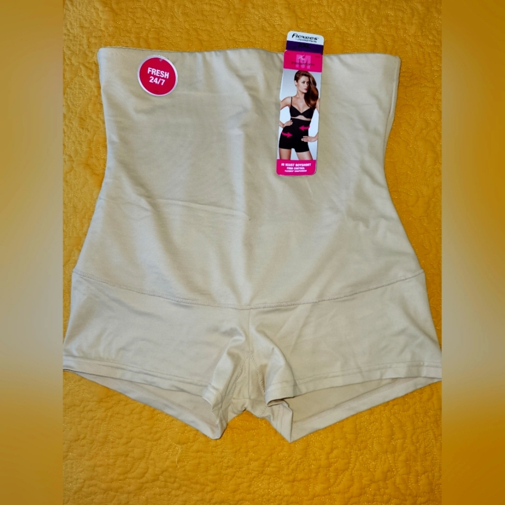 Flexees Maidenform Cream Hi Waist Boyshort